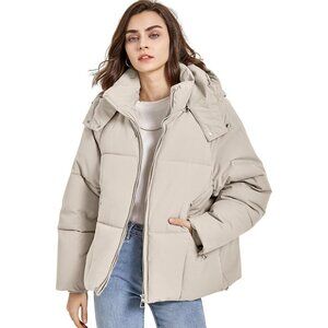 Womens Puffer Jacket Winter Warm Coats Hooded Quilted Jackets with Removable Hoo